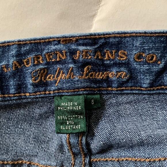 LAUREN JEANS CO Ralph Lauren Denim Cut Off Shorts 8 Blue Wash Distressed VGUC - Picture 5 of 6